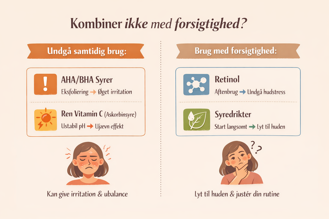 Hvad må man ikke kombinere med niacinamid?
