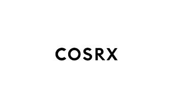 cosrx logo - tekst står med sort 